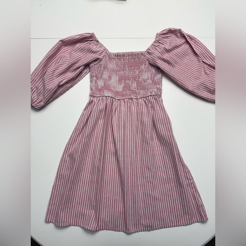 BiBi Pink and White Striped Midi Dress